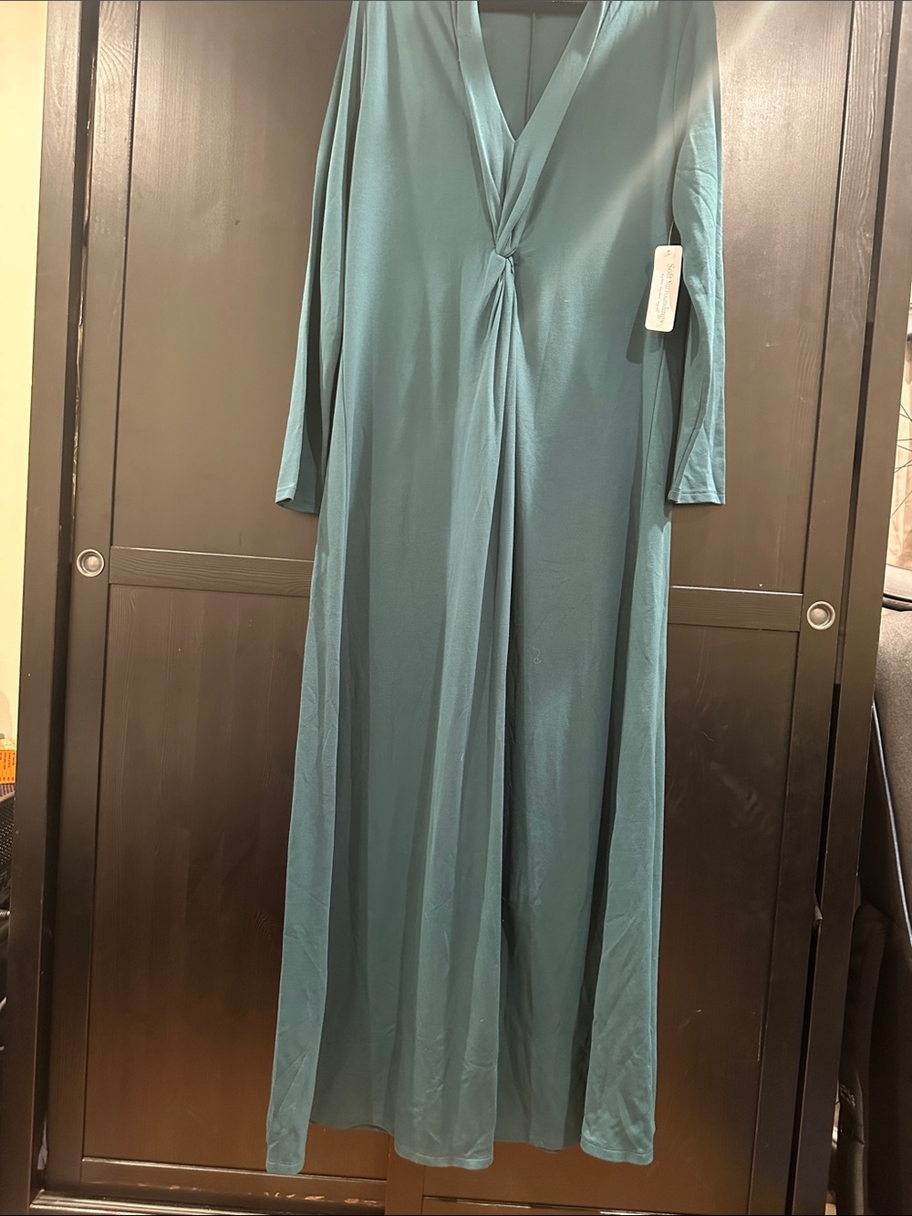 Soft Surroundings Teal Maxi Dress with Twist Front